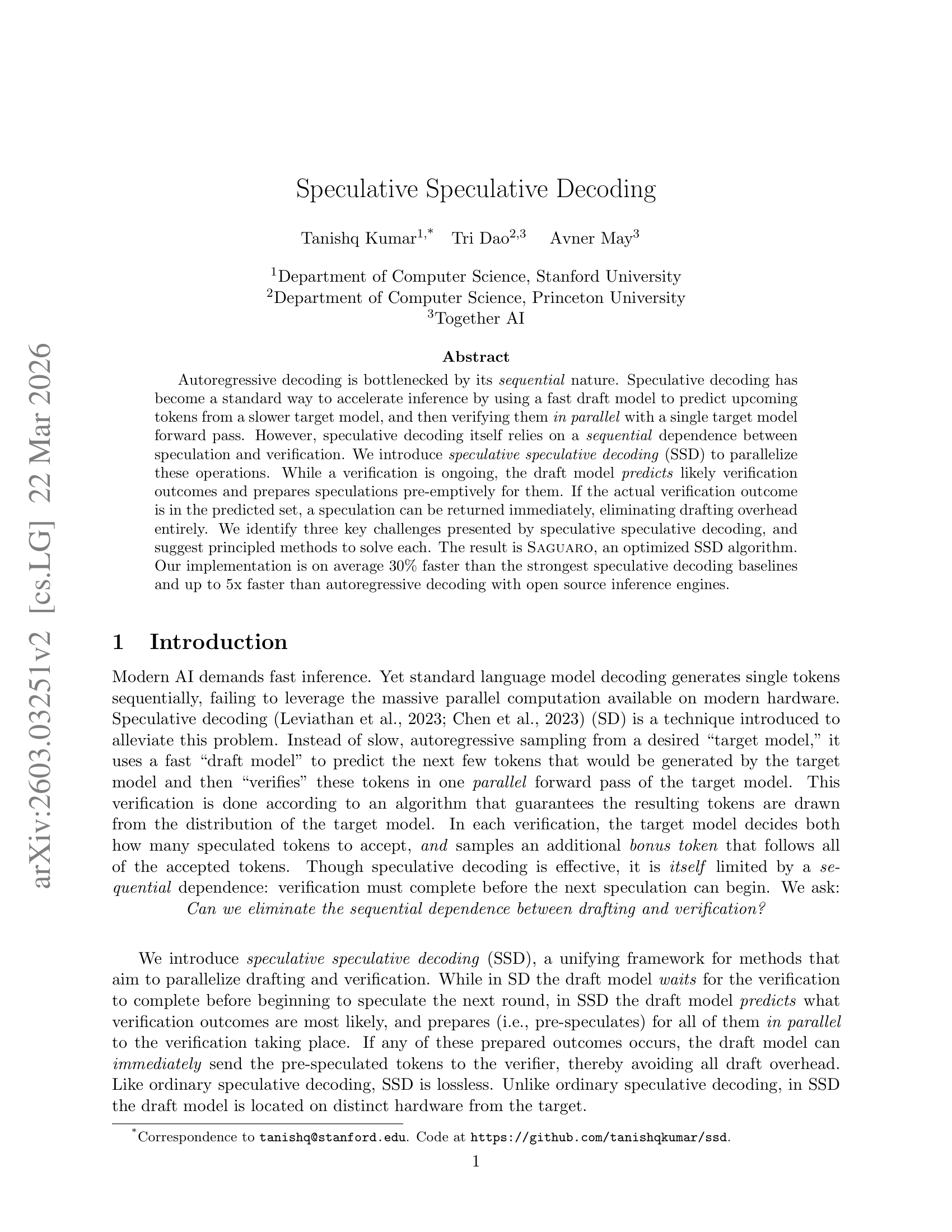 Speculative Speculative Decoding