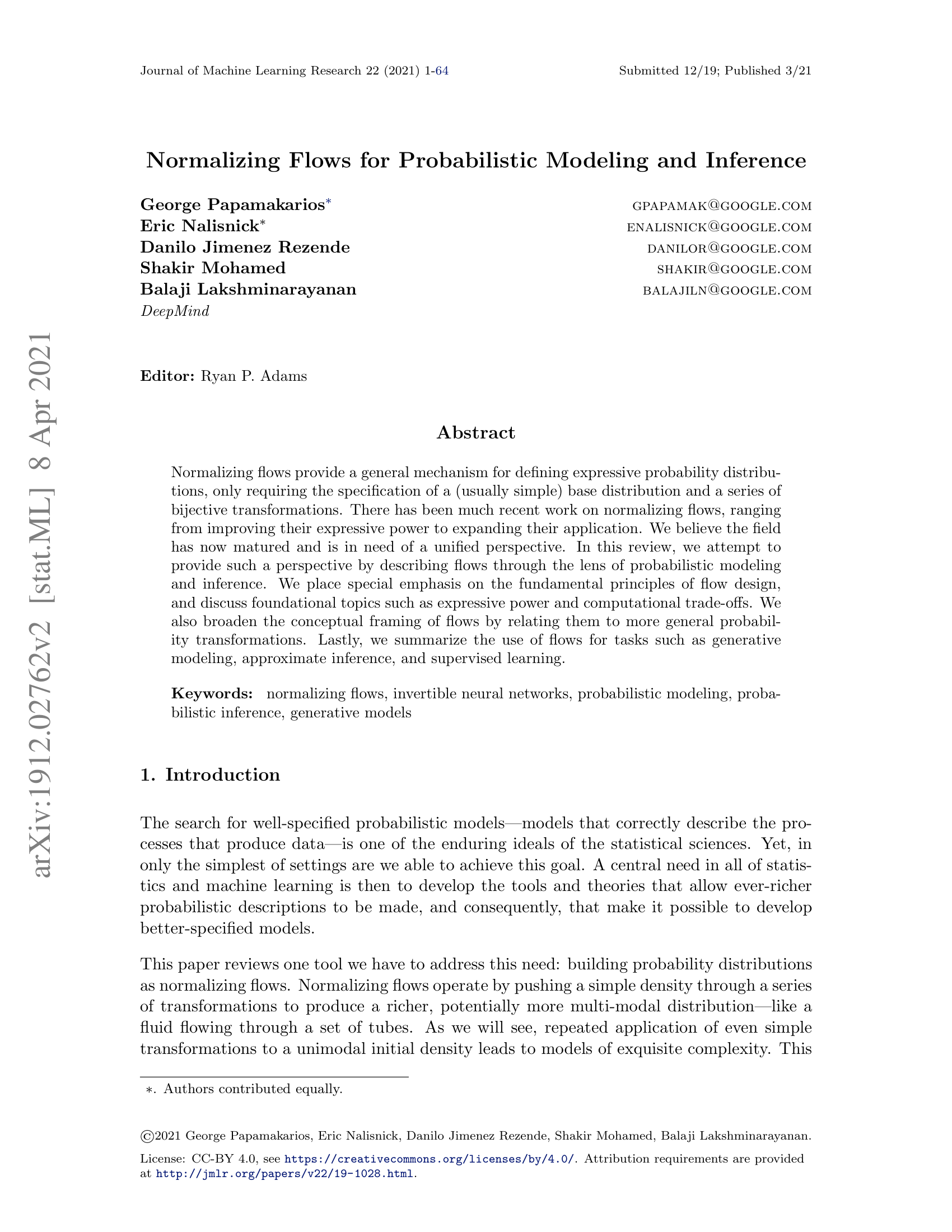 Normalizing Flows for Probabilistic Modeling and Inference